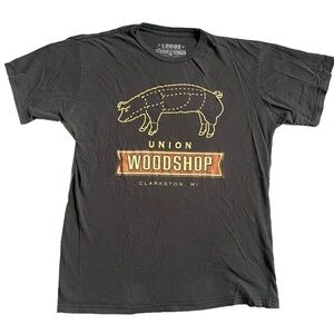 MADE IN DETROIT / UNION WOODSHOP BLACK SHORT SLEEVE T-SHIRT SIZE LARGE